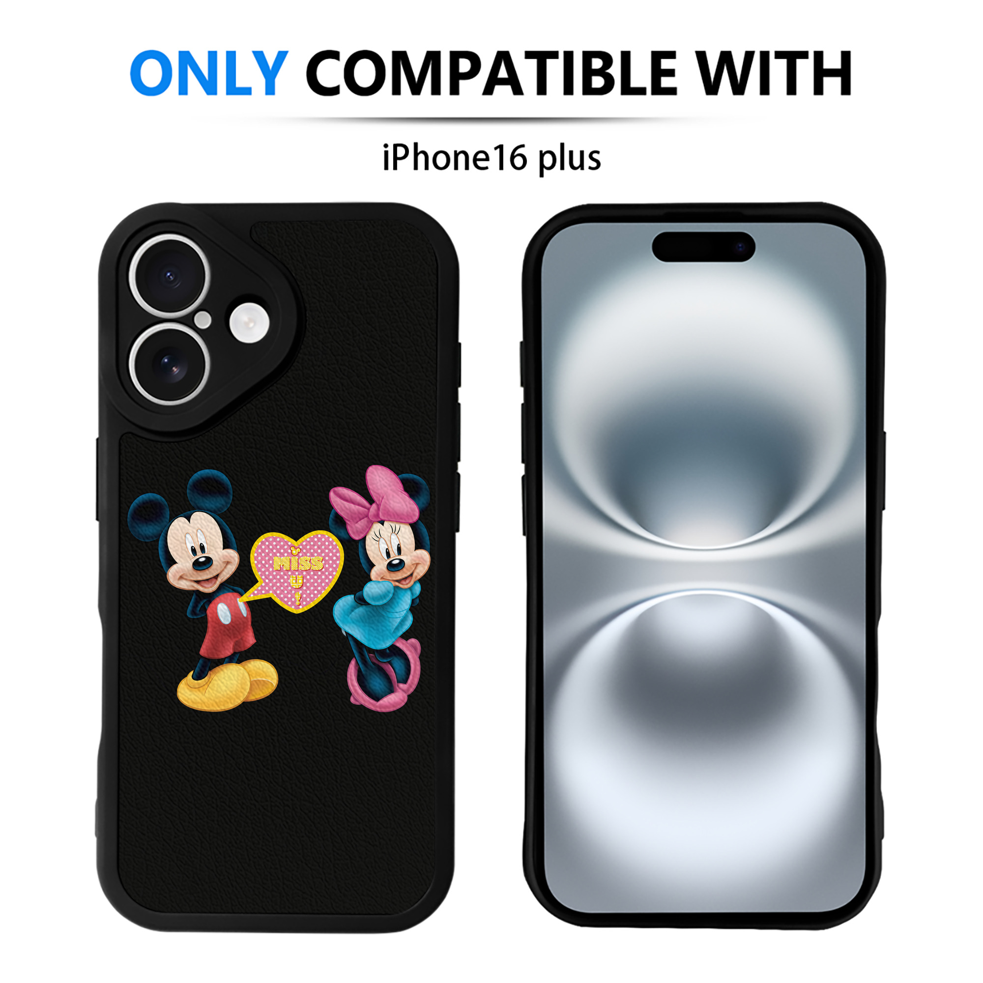 （画像用） ミッキーマウス Mickey Mouse 【iPhone 16シリーズ対応】シリコンスマホケース（レザー調） 材質：シリコン